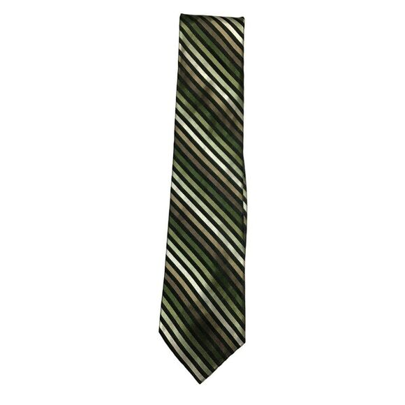 5/$10 Kenneth Cole 58 inch Green, Brown Stripes 100% Silk Men's Tie NWOT - Picture 1 of 5